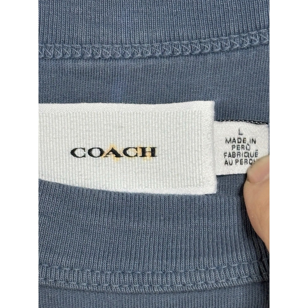 COACH Garment Dye Blue Crewneck Tee Shirt Size L - Picture 3 of 9